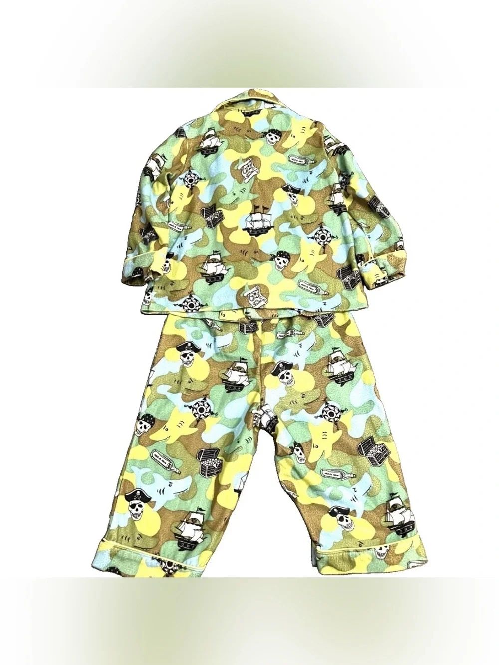Nick & Nora 2 Piece Flannel Pirate Nautical Theme Pajama Set Size 18M